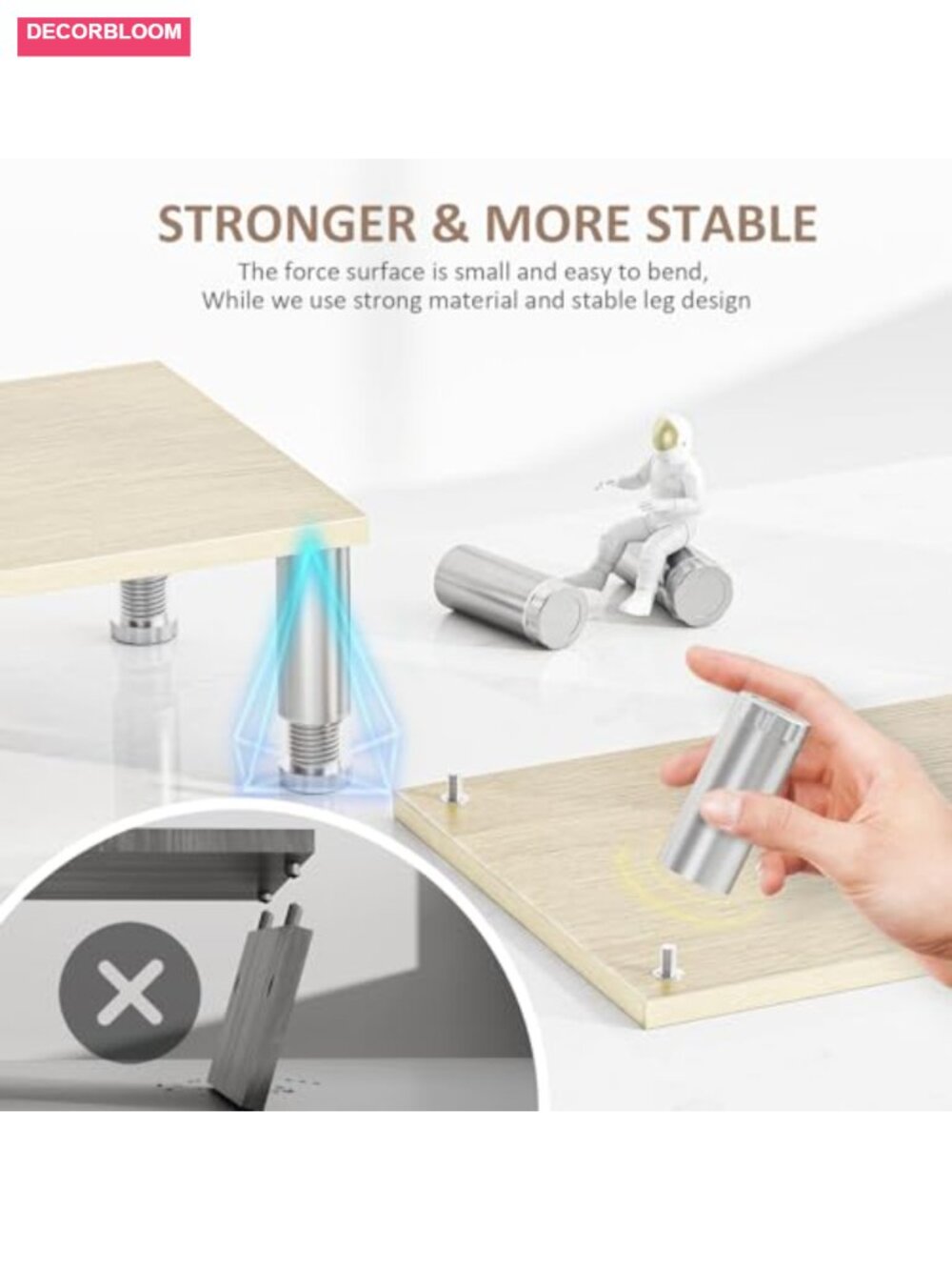 Adjustable Wooden Dual Monitor Riser Stand with Storage, Height & Angle - Picture 4 of 5